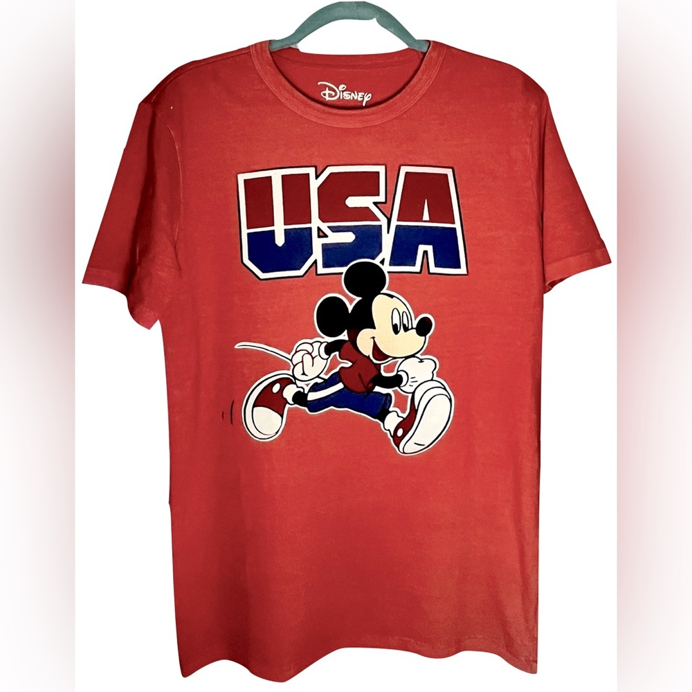 Disney Mickey Mouse T-Shirt USA Olympics Red Shirt Men’s Size S 4th of July NEW